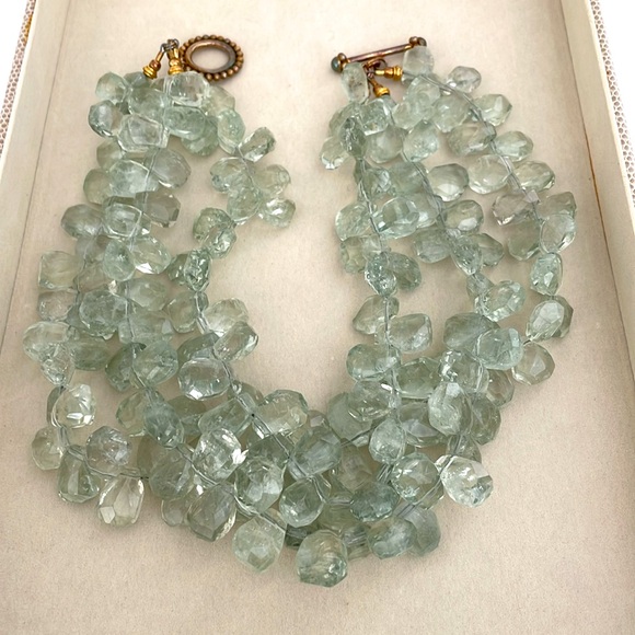 3-Strand Mint Green Semi Precious Stone Necklace - Picture 3 of 7